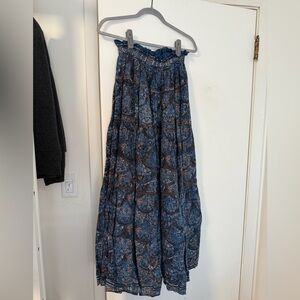 Free People Blue and Tan Patterned Skirt